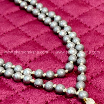 Parad Mercury Mala 108 beads 7 mm knotted beads Lord Shiva blessings positivity Good health Necklace