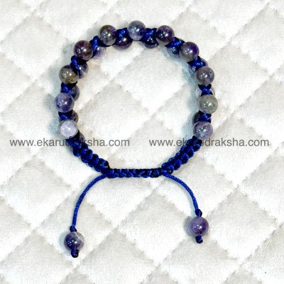 Amethyst bracelet 8 mm jamuniya beads Certified adjustable spiritual growth sahashara crown chakra abundance attraction saturn balance hand band