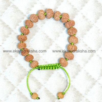 7 Mukhi Rudraksha Bracelet Lab Certified indonesia Green adjustable thread Laxmi Wealth Prosperity Saturn Sadesati relief hand Band