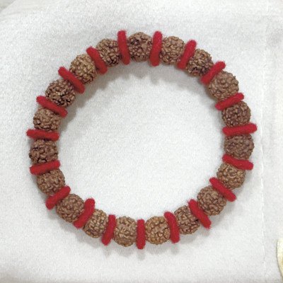 Rudraksha bracelet 5 mukhi 9 mm with woolen spacers for men & women love attraction