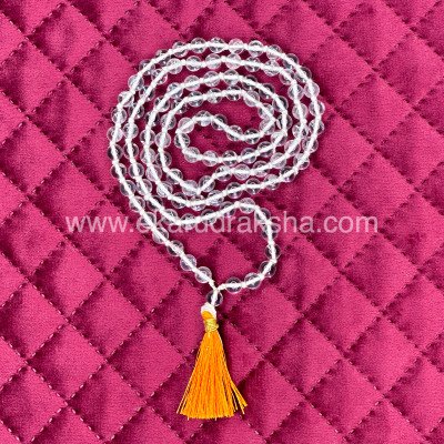 Pure Sphatika mala 7 mm indian quartz crystal 108 beads necklace sphatikam calm mind