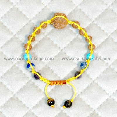 Nepal 7 mukhi rudraksha bracelet 4 chakra adjustable laxmi financial growth abundance prosperity saturn relief hand band