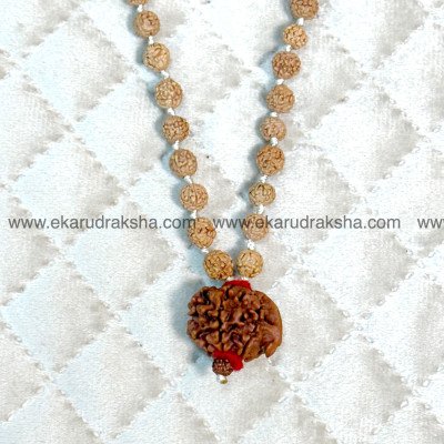 Nepali Ganesha Rudraksha Mala necklace Lab Certified Lord Ganesha Vignaharta remove obstacles good luck