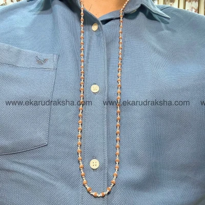 Rudraksha pure silver mala 108 beads small 4 mm necklace for men women