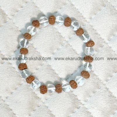 5 Mukhi Rudraksha Sphatika diamond cut bracelet Lab Certified Lord Shiva blessings balance health positivity calm mind anger control
