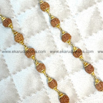 Gold plated Rudraksha mala 5 mukhi panchmukhi 54 beads Lab Certified durable handmade gold chain necklace