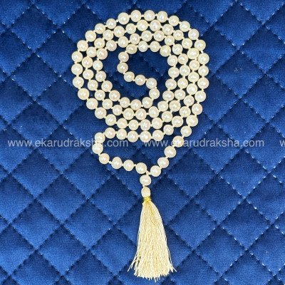 Natural Pearl 7 mm Moti Mala 108 beads Lab certified Muttu luxury life peaceful mind moon balance Necklace