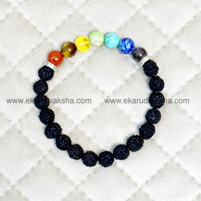 7 Chakra crystal black 5 mukhi rudraksha bracelet open all chakras peace health wealth confidence protection growth hand band