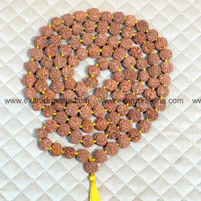 Nepal 5 Mukhi rudraksha kantha mala 108 beads knotted Lab Certified Lord Shiva blessings Balance Clarity Communication Necklace
