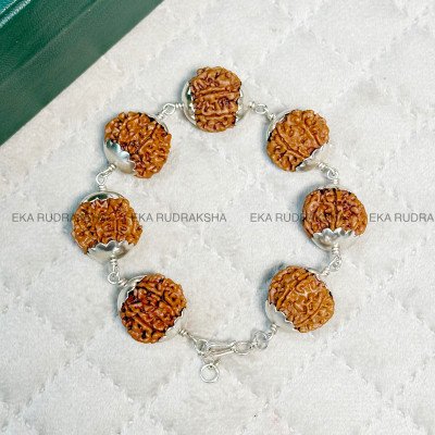 Nepali 7 Mukhi Rudraksha bracelet pure silver adjustable original lab certified maa laxmi financial abundance saturn sade sati relief hand band